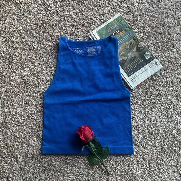 Primark Blue Ribbed Crop Tank M | New No Tags - Picture 1 of 3